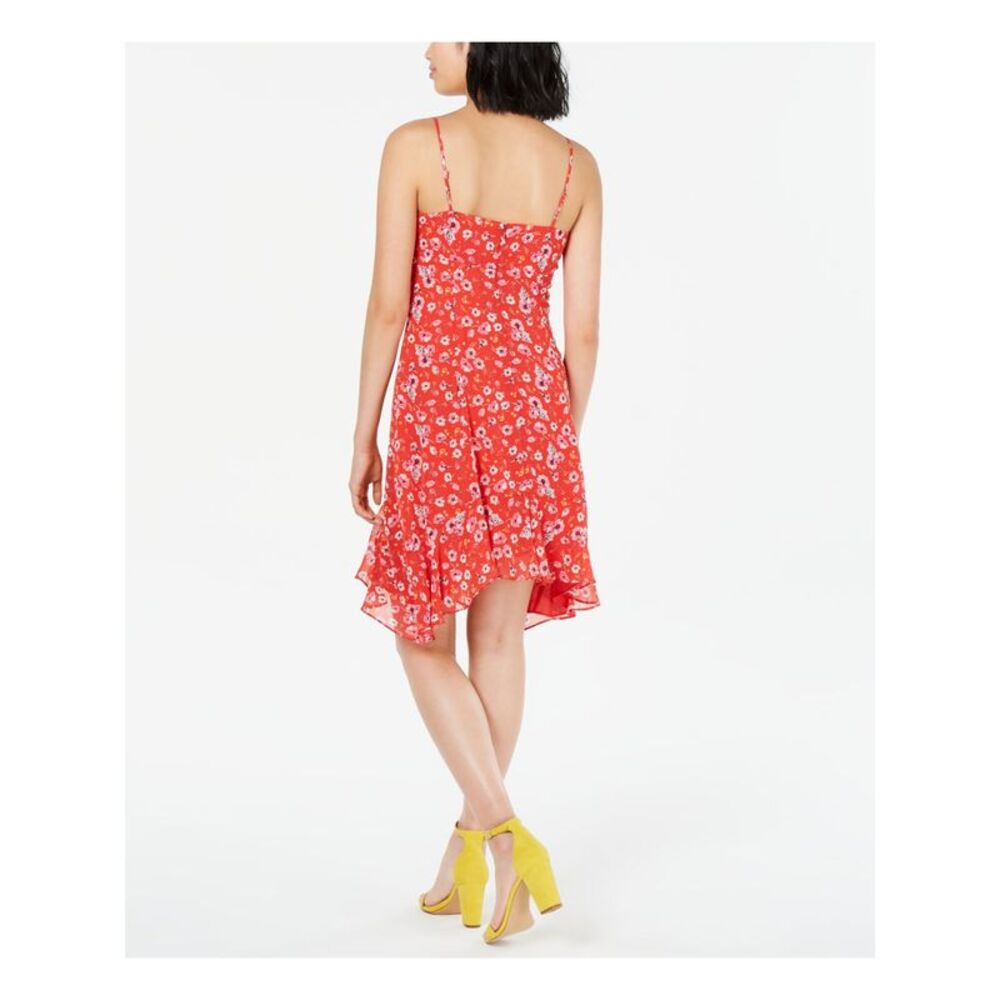 19 COOPER Womens Zippered Asymmetrical Spaghetti Strap V Neck Knee Length Dress - Picture 2 of 4